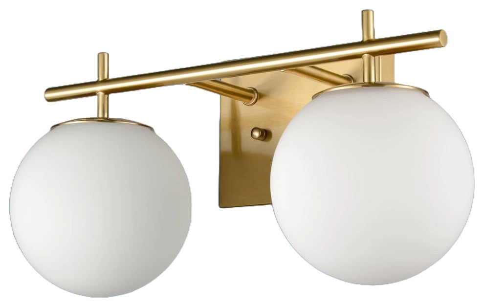 Modern Black Globe Sconce, Brass, 2-Light