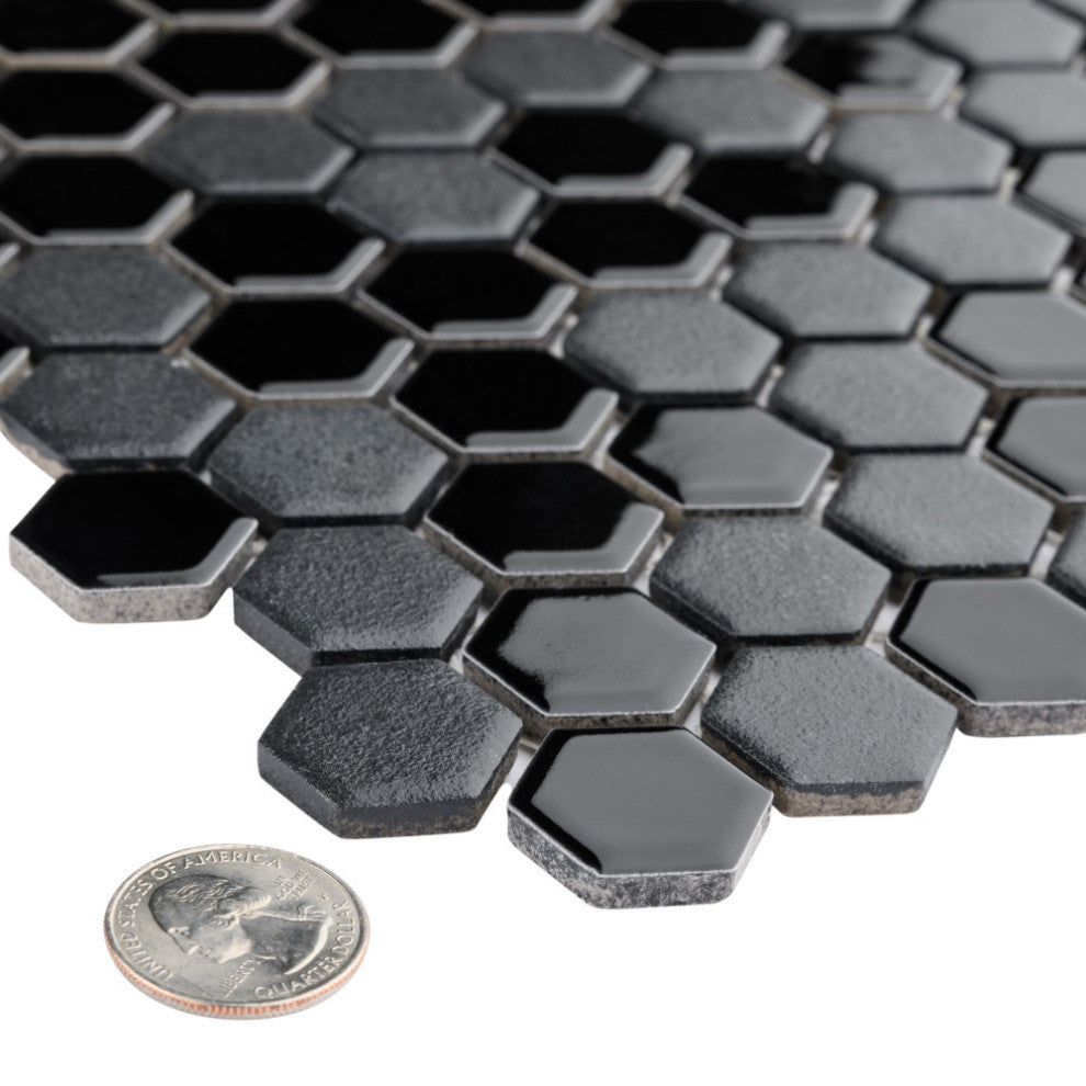 Citi Hex Black Porcelain Floor and Wall Tile