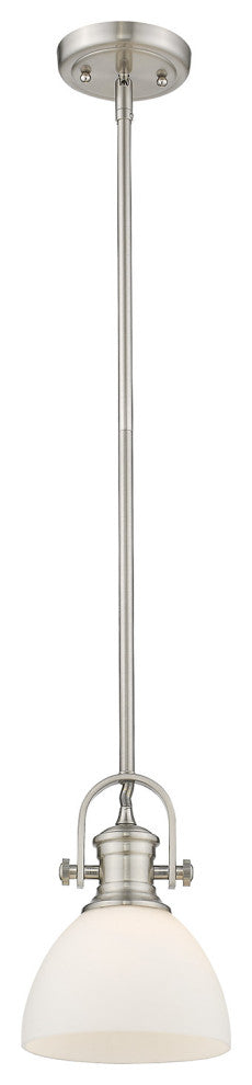 Hines Mini Pendant, Pewter, Opal Glass