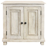 Jenna 2-Door Solid Wood Nightstand With Distressed White Finish