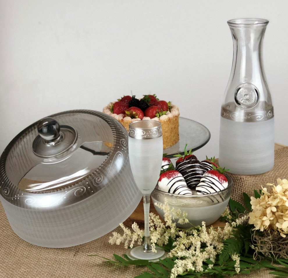 Heirloom Pewter Swirl Champagne Glasses, Set of 2