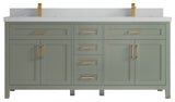 Cambridge 72" Double Sink Bath Vanity in Evergreen 2" Carrara Quartz