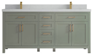 Cambridge 72" Double Sink Bath Vanity in Evergreen 2" Carrara Quartz