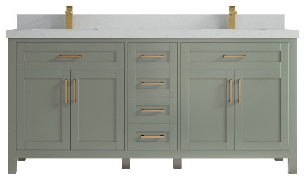Cambridge 72" Double Sink Bath Vanity in Evergreen 2" Carrara Quartz