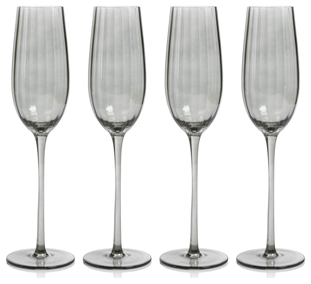 Malden Optic Champagne Flutes, Set of 4, Smoke