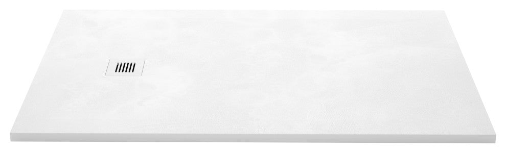 Feel Shower Base, Center Drain High Density Stone Composite, White, 60x32