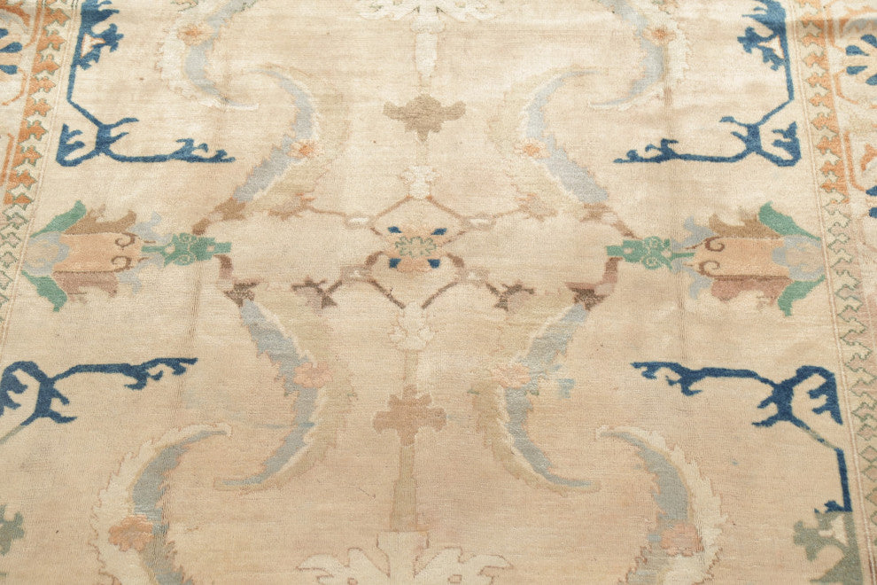 Consigned, Traditional Vintage Handmade Persian Distressed Area Rug, Beige, 8x11