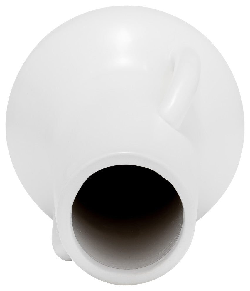 Ceramic 8", Vase, Handles, White