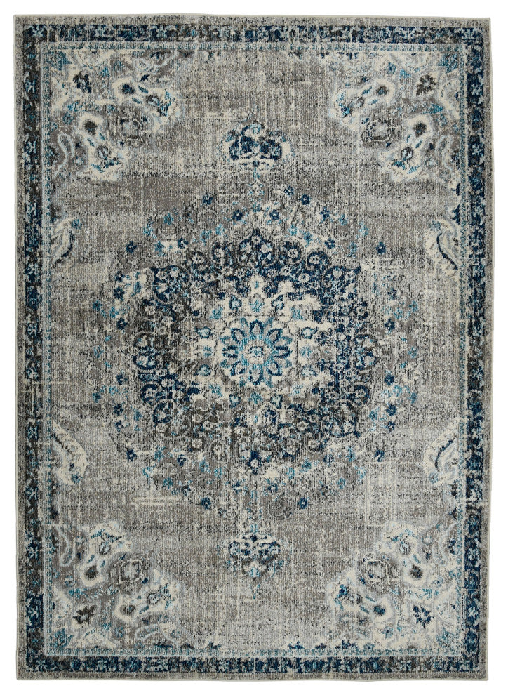 Montana Nieves Area Rug, Blue, 3'3" x 5', Medallion