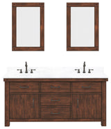 Aberdeen Carrara Marble Countertop Vanity in Rustic Sierra with Mirrors