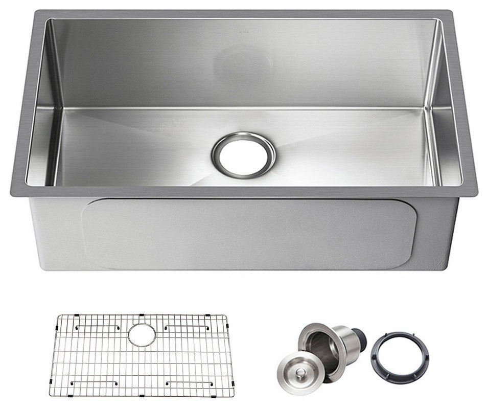 KIBI Handcrafted Undermount Single Bowl 16 Gauge Stainless Steel Kitchen Sink, 3