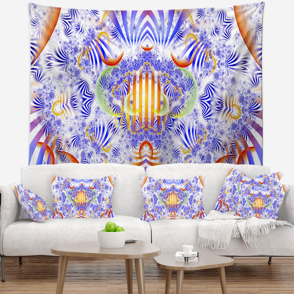Magical Fairy Pattern Blue Abstract Wall Tapestry, 39"x32"