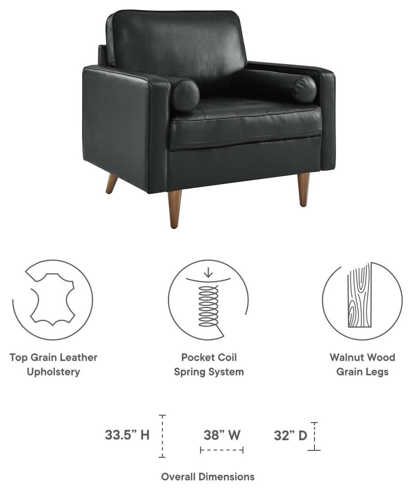 Valour Leather Armchair, Black
