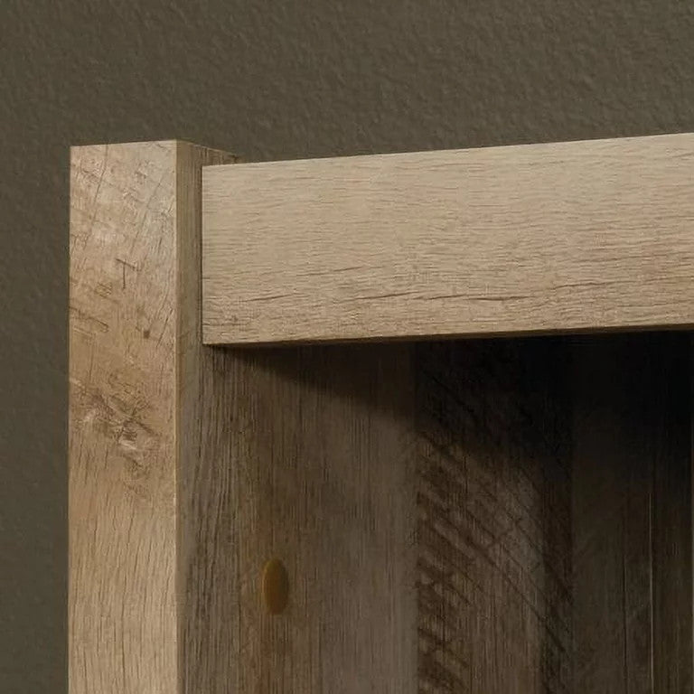 Modern Bookcase, 9 Open Cubies & Lower Cabinet With Pull Handles, Lintel Oak