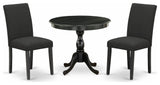 3 Pc Dinette Set S, 1 Wooden Table, 2 Black Chairs,Black
