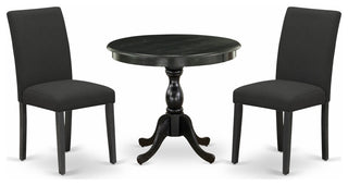 3 Pc Dinette Set S, 1 Wooden Table, 2 Black Chairs,Black