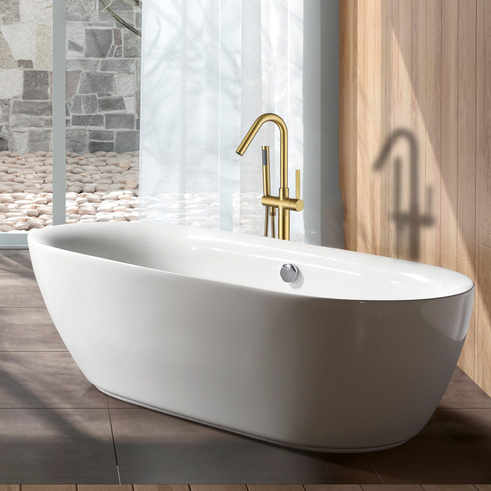 Givingtree Single Handle Floor Mounted Contemporary Tub Faucet,Gold