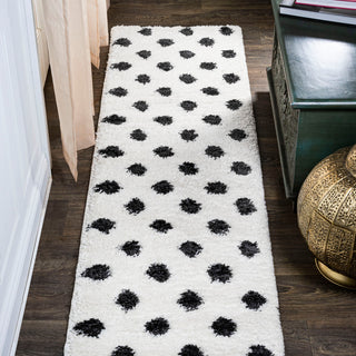 Pere Modern Charcoal Dot Shag, White/Black, 2x10