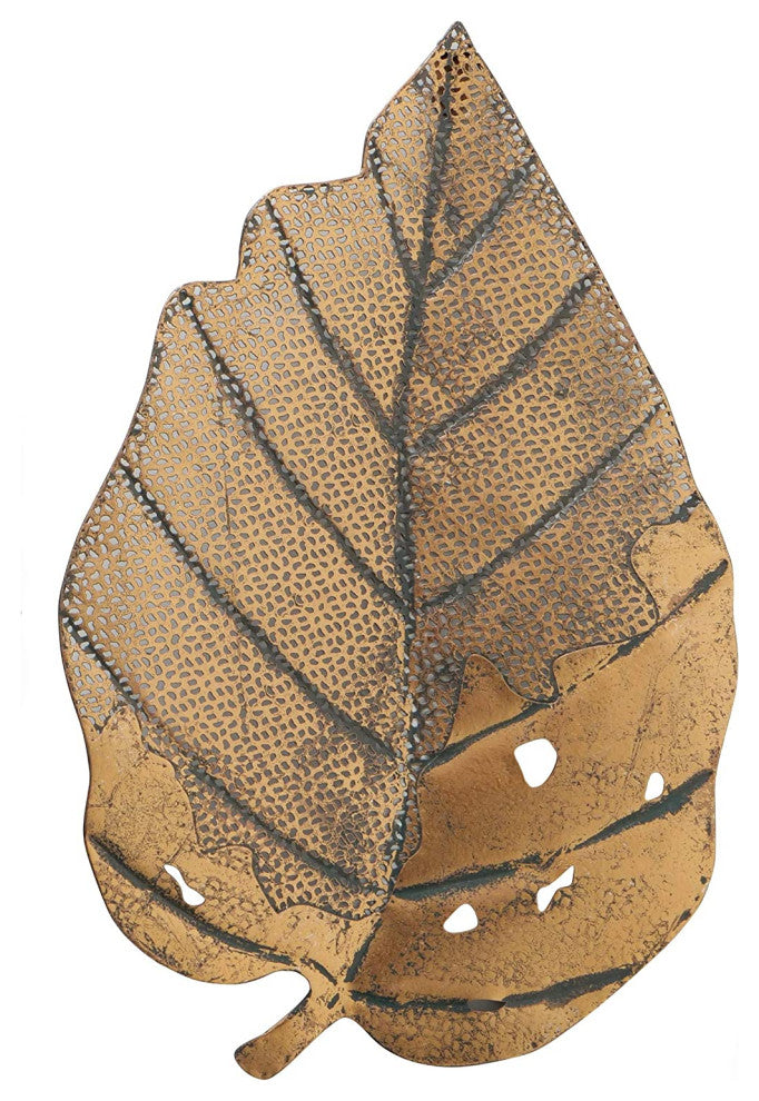 Leaf Wall Art Sculpture, 19 Inches