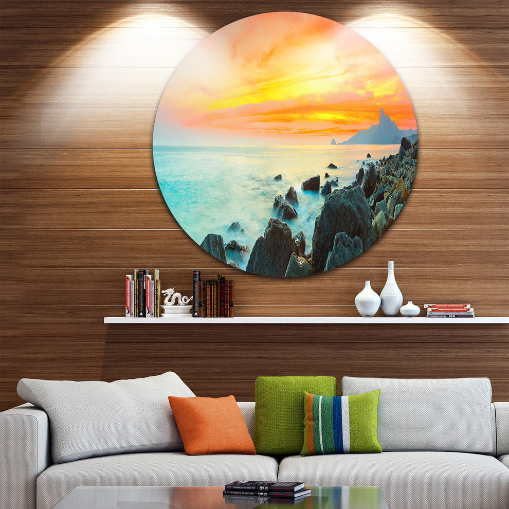 Panoramic Sunset, Photography Disc Metal Artwork, 38"