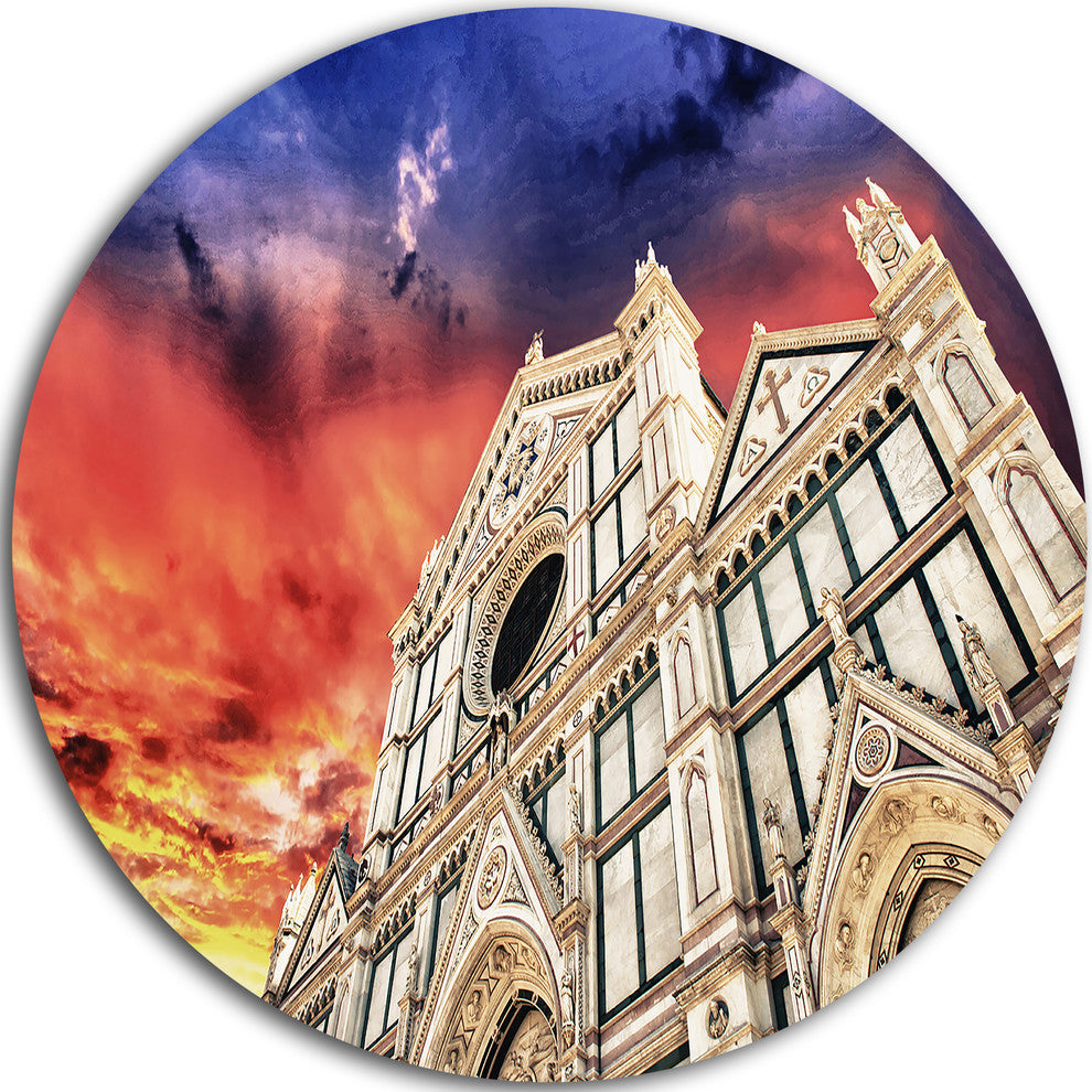 Cathedral Of Santa Croce In Florence, Photo Round Metal Wall Art, 23"