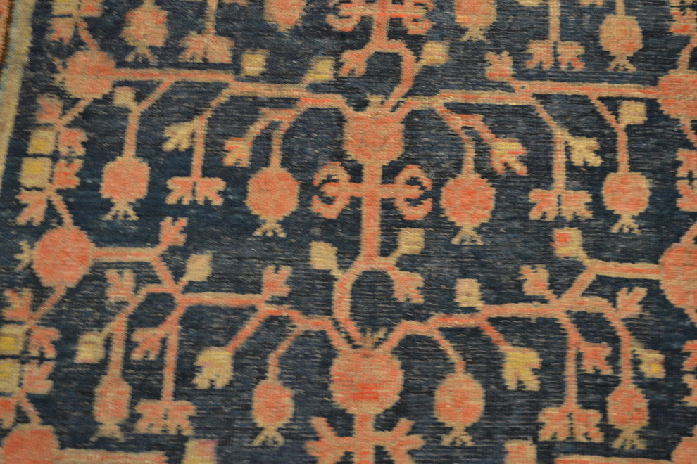Consigned Antique Khotan Pomegranate Design Age 1920's, 4'10"x8'10"