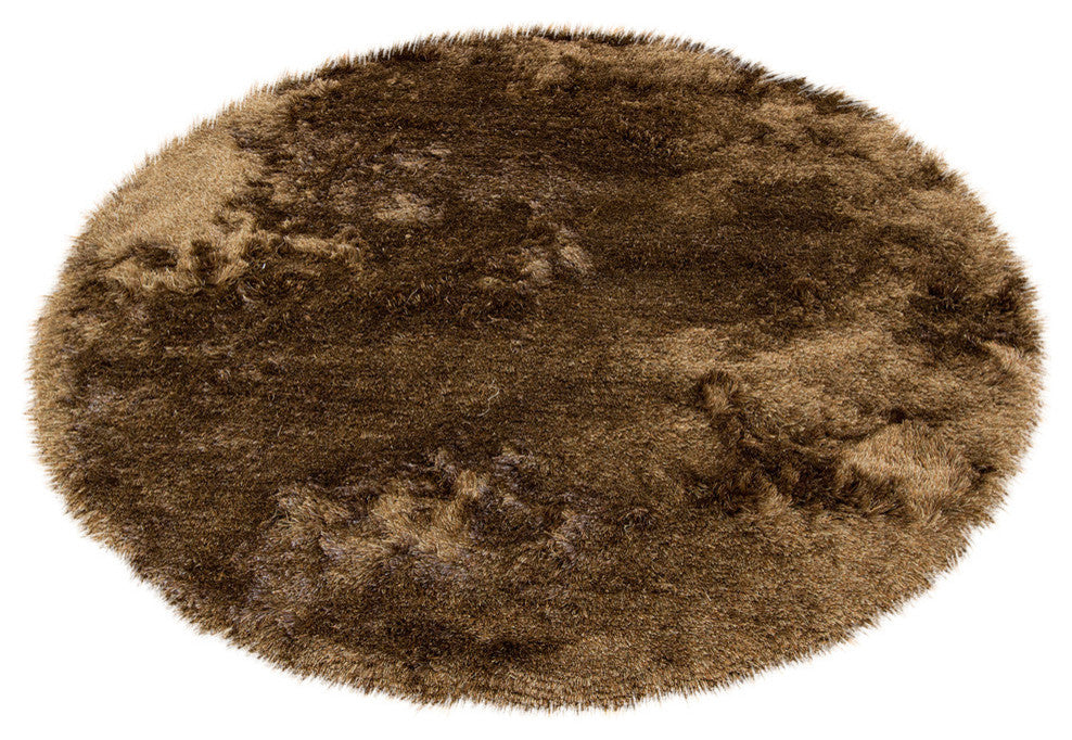 Naya Contemporary Area Rug, Brown, 7'9" Round
