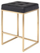 Chi Counter Stool, Brushed Gold Base, Black Seat