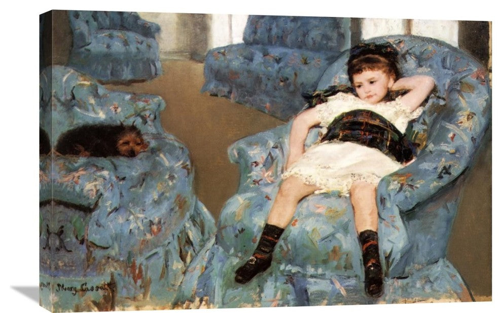 "Little Girl In A Blue Armchair 1878" Canvas Giclee by Mary Cassatt, 30"x20"