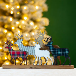 18"L Galvanized Metal/Wooden Reindeer Table Decor