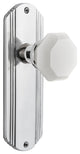 Deco Plate Passage Waldorf White Milk Glass Knob, Bright Chrome
