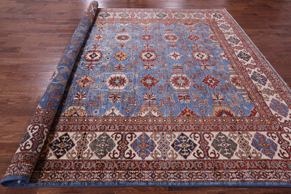 Super Kazak Geometric Hand-Knotted Rug 10' 0" X 13' 8" Q10603