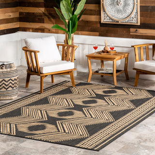 Nuloom Ranya Tribal Indoor/Outdoor Contemporary Area Rug, Dark Grey 4'X6'