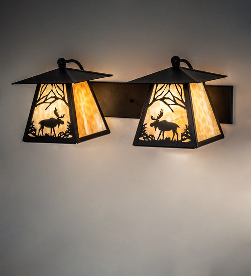 24 Wide Moose at Dawn 2 Light Wall Sconce
