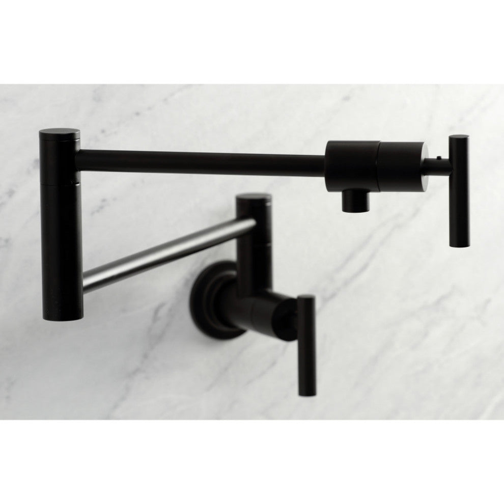 Kingston Brass KS4100CML Manhattan Wall Mount Pot Filler, Matte Black