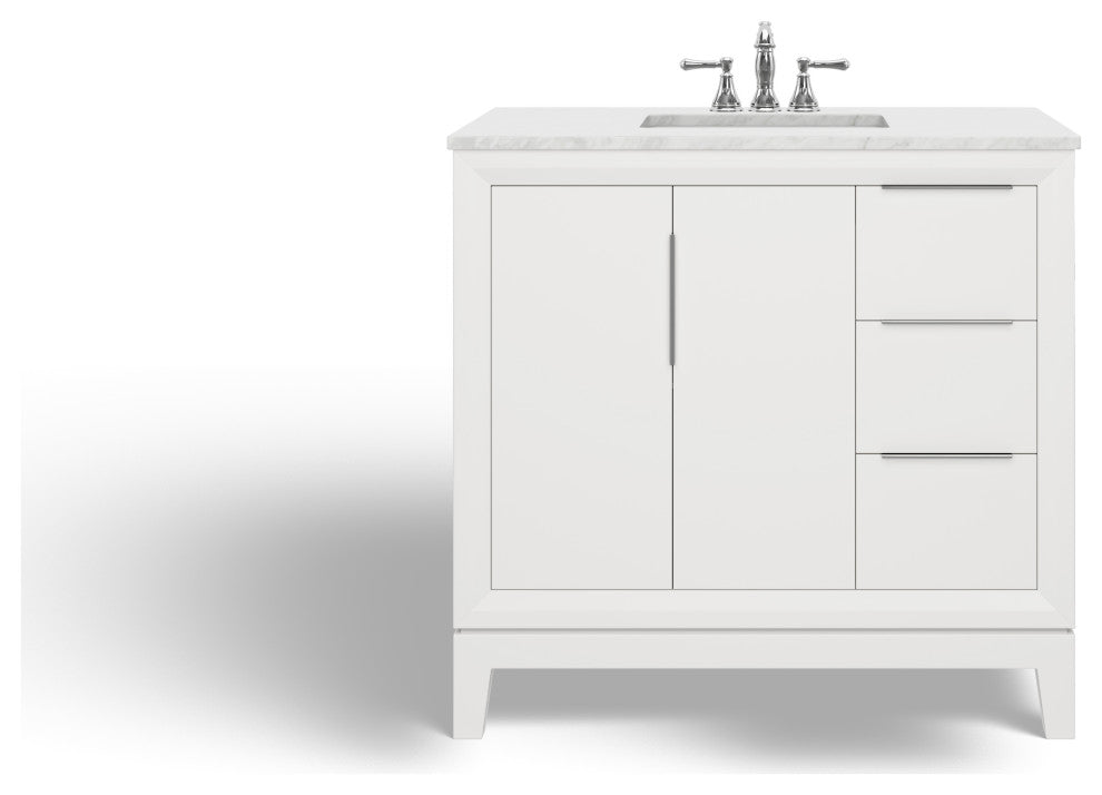 The Ezra Bathroom Vanity, Pure White, 36", Single Sink, Freestanding