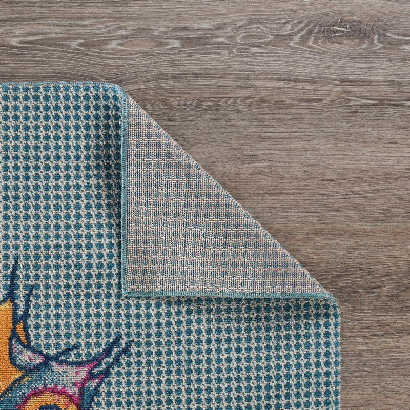 5" x 8" Blue Seahorse Indoor Outdoor Area Rug