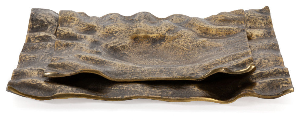 Amaya Decorative Metal Tray, Large Gold