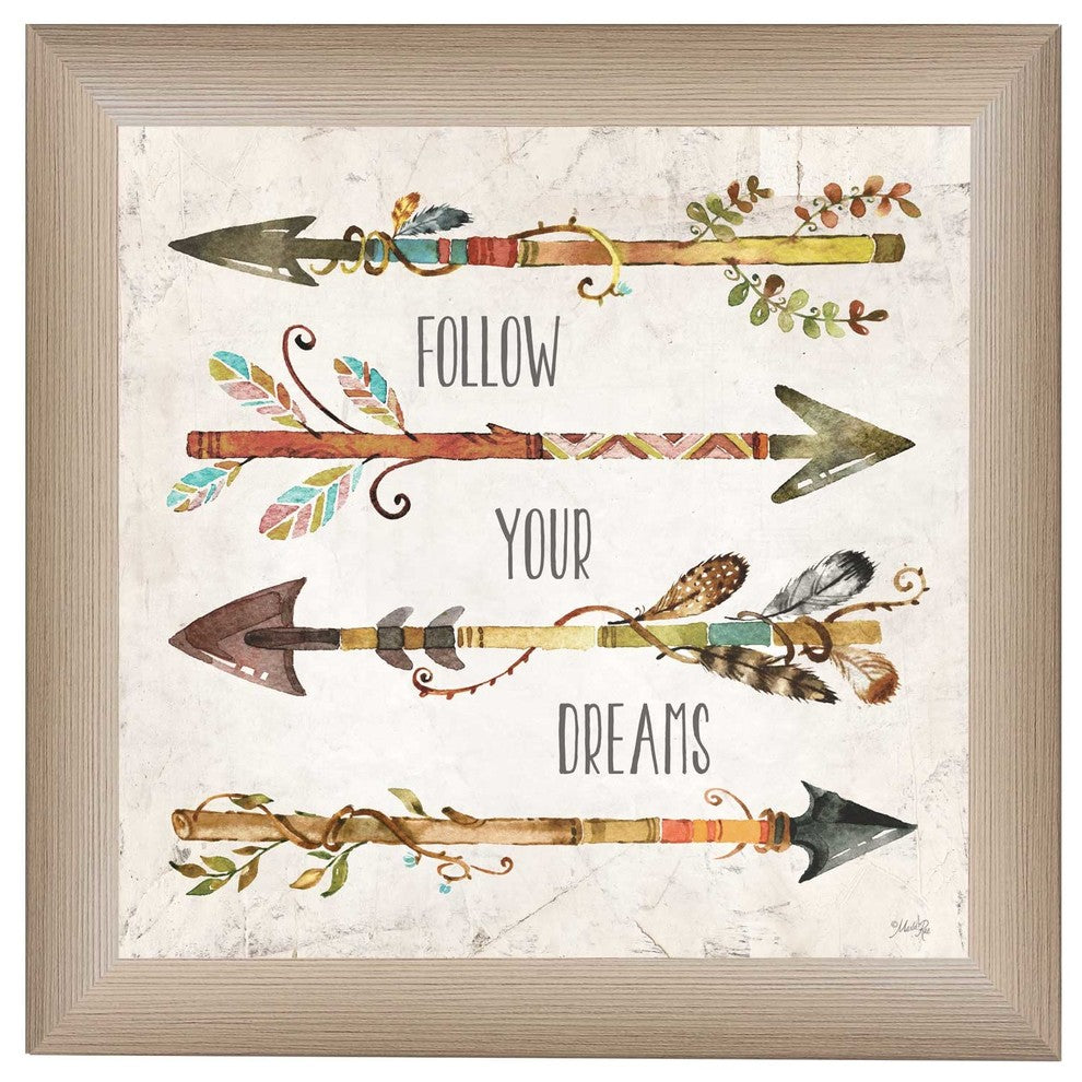 "Follow Your Dreams" By Marla Rae, Printed Wall Art, Ready To Hang, Beige Frame