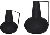 Monarda Matte Black Textured Decorative Vases, 2-Piece Set