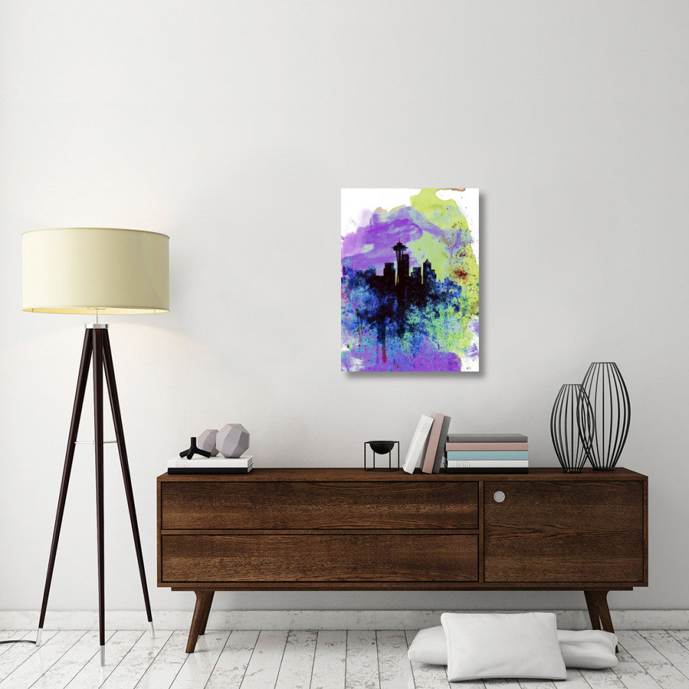 "Seattle Watercolor Skyline 1" Fine Art Print