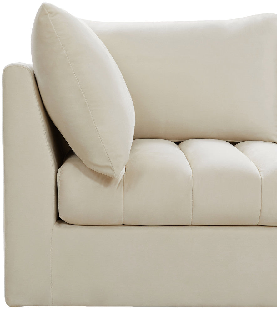 Jacob Velvet Upholstered 4-Piece Modular Sofa, Cream