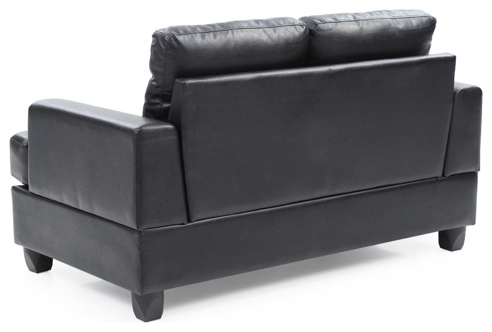Sandridge 58 in. W Flared Arm Faux Leather Straight Sofa, Black