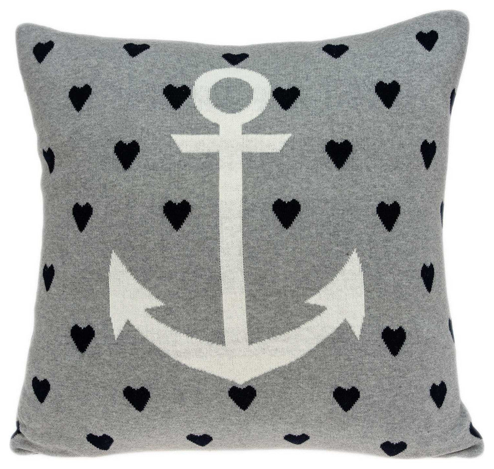 18" X 5" X 18" Nautical Blue Pillow Cover With Down Insert