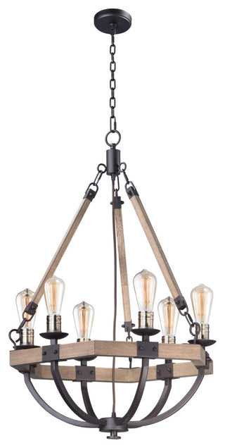 Maxim 20335 Lodge 6 Light 24" Weathered Wood Chandelier - Weathered Oak /