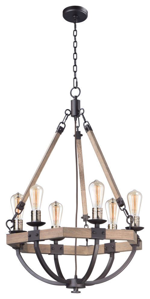 Maxim 20335 Lodge 6 Light 24" Weathered Wood Chandelier - Weathered Oak /