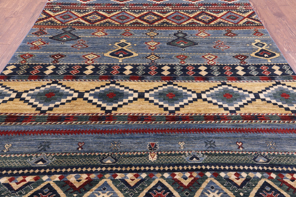 8' 0" X 9' 9" Southwest Navajo Gabbeh Hand Knotted Wool Rug Q11176