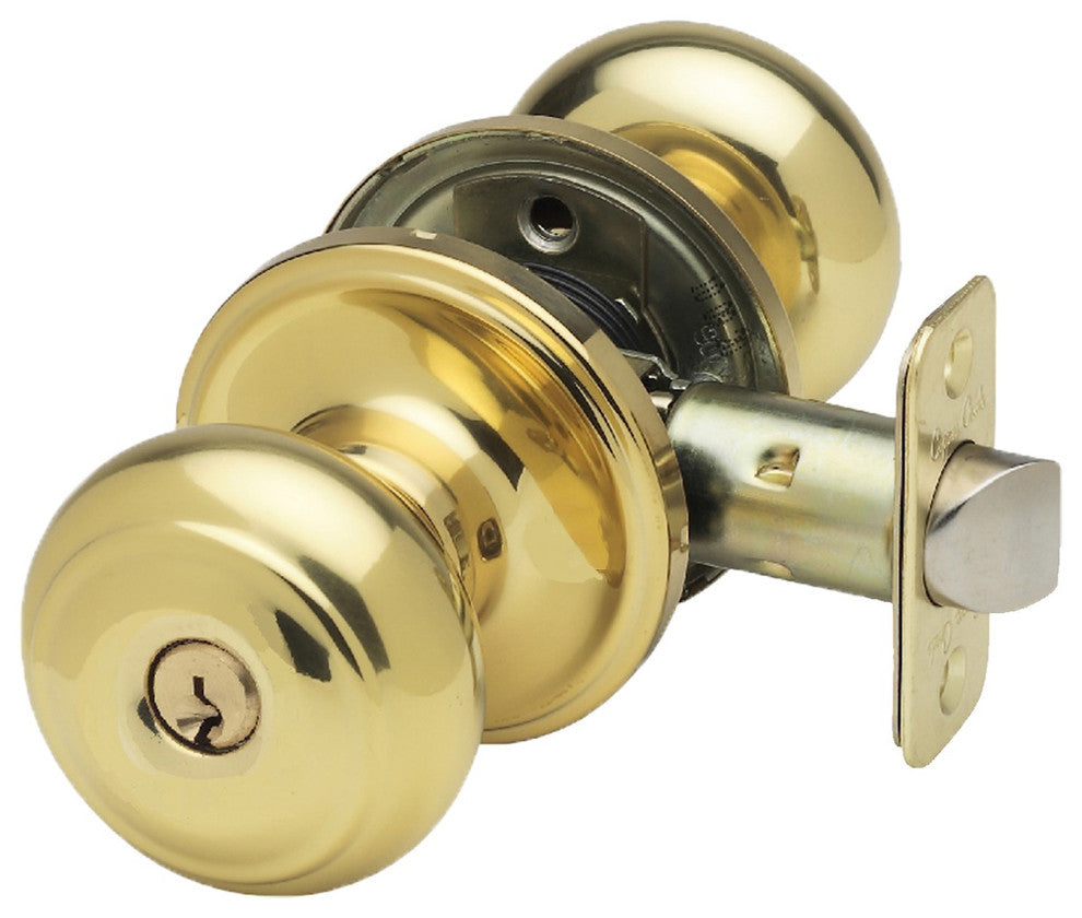 Keyed Entry Knob, Polished Brass