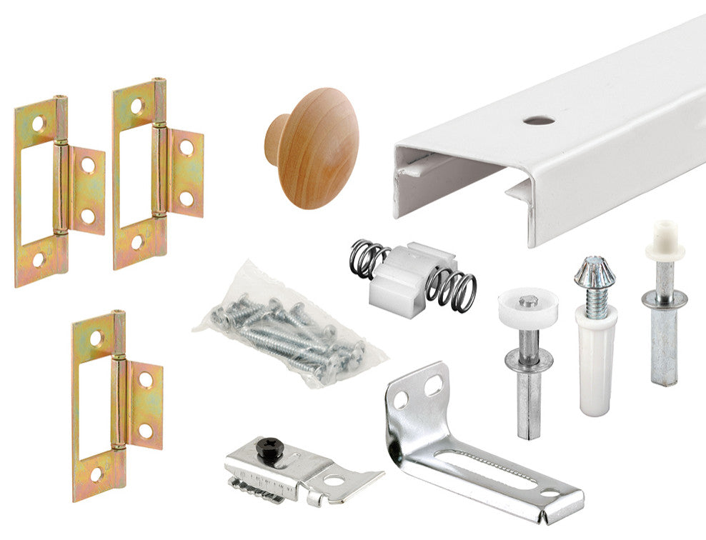 Bi-Fold Closet Track Kit, 36" Length, Steel Track, White, 1 Kit