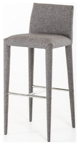HomeRoots 38" Grey Fabric and Metal Bar Stool